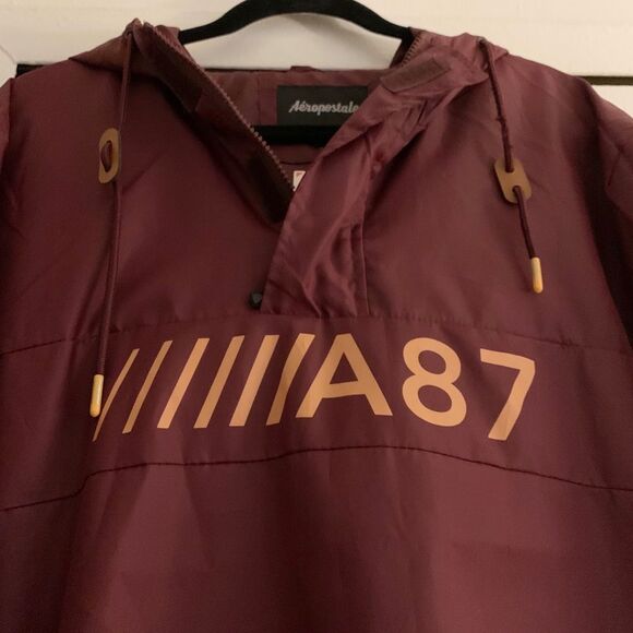 Aeropostale Hooded Windbreaker Men's size Large Front Pocket Drawstring Hood NEW - Picture 3 of 5